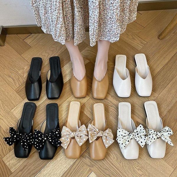 summer fashion half slippers women's thick-heeled square head baotou with bows and small fresh sandals slippersx733, Black
summer fashion half slippers women's thick-heeled square head baotou with bows and small fresh sandals slippersx733, Black