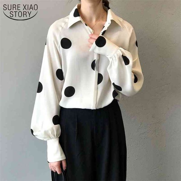 spring women long sleeve loose white shirt lantern and blouses korea retro polka dot chiffon 13442 210421
spring women long sleeve loose white shirt lantern and blouses korea retro polka dot chiffon 13442 210421