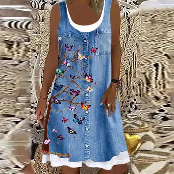 summer casual loose denim style womens dresses oversized round neck print beach lady sleeveless hollow outdoor slim, Black;gray
summer casual loose denim style womens dresses oversized round neck print beach lady sleeveless hollow outdoor slim, Black;gray