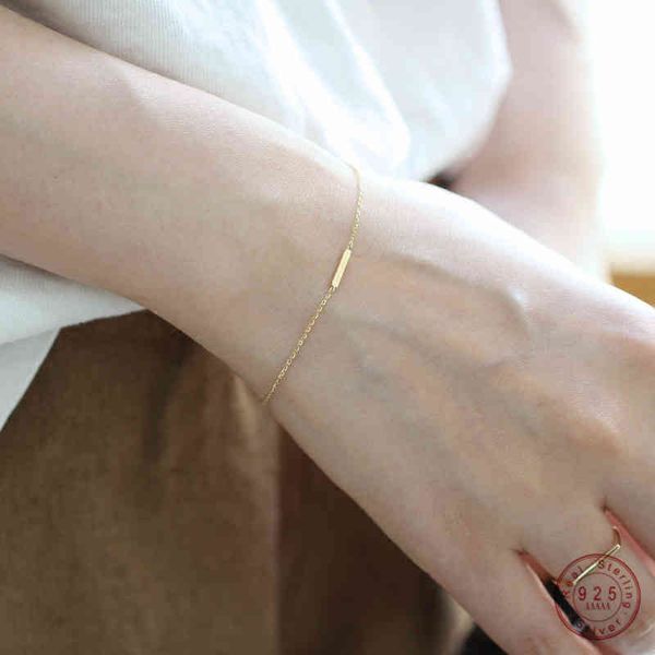 925 sterling sier korean version simple one-word stick chain bracelet women fashion charm 14k gold jewelry accsori, Golden;silver
925 sterling sier korean version simple one-word stick chain bracelet women fashion charm 14k gold jewelry accsori, Golden;silver