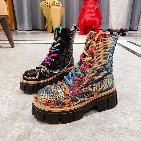 boots bling women sequined thick heels platform wedge motorcycle female chain punk ankle short street shoes, Black
boots bling women sequined thick heels platform wedge motorcycle female chain punk ankle short street shoes, Black