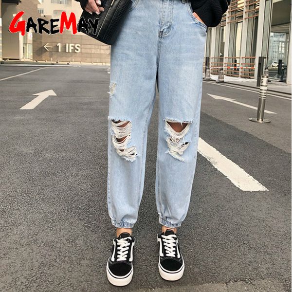 high waisted harem jeans for women ankle-length denim pants loose ripped hole elastic waist haerm 210428, Blue
high waisted harem jeans for women ankle-length denim pants loose ripped hole elastic waist haerm 210428, Blue