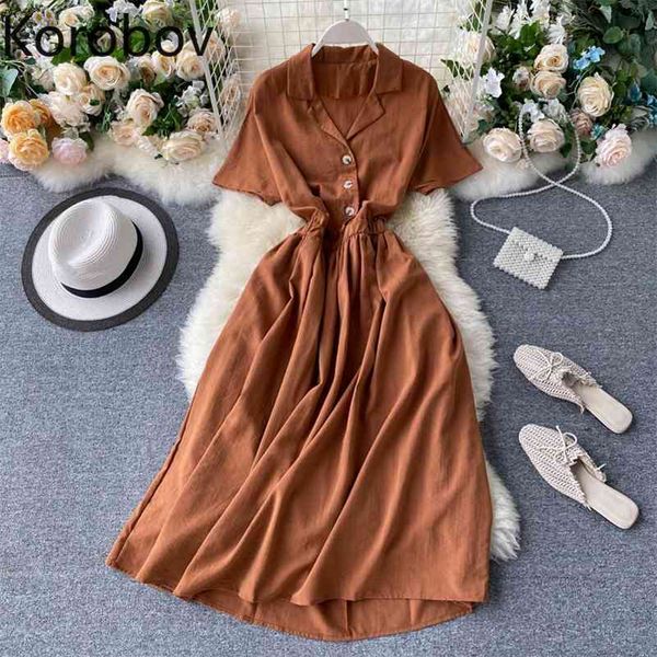 korobov summer vintage women turn-down collar dress new chic korean bohemian dresses preppy style short sleeve vestidos 210430, Black;gray
korobov summer vintage women turn-down collar dress new chic korean bohemian dresses preppy style short sleeve vestidos 210430, Black;gray