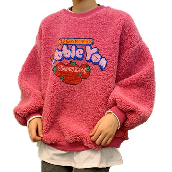 women fake 2 pieces warm sweatshirt fall winter long sleeve fleece hoodie strawberry print fuzzy hoody pullover kawaii s-2xl, Black
women fake 2 pieces warm sweatshirt fall winter long sleeve fleece hoodie strawberry print fuzzy hoody pullover kawaii s-2xl, Black