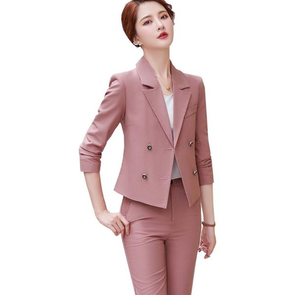 women's two piece pants arrival spring pink khaki black women ladies pant suit fashion short blazer jacket and trouser female formal 2, White
women's two piece pants arrival spring pink khaki black women ladies pant suit fashion short blazer jacket and trouser female formal 2, White