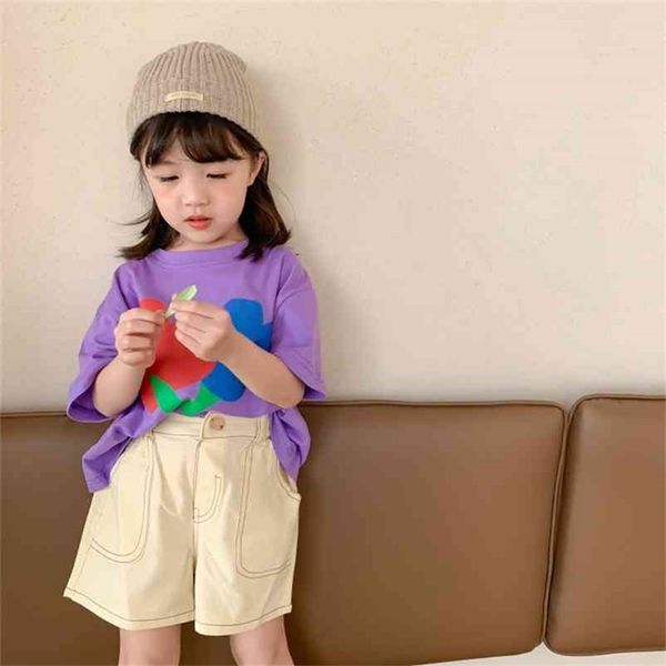 arrival girls fashion printed t shirt kids korean 210528, Blue