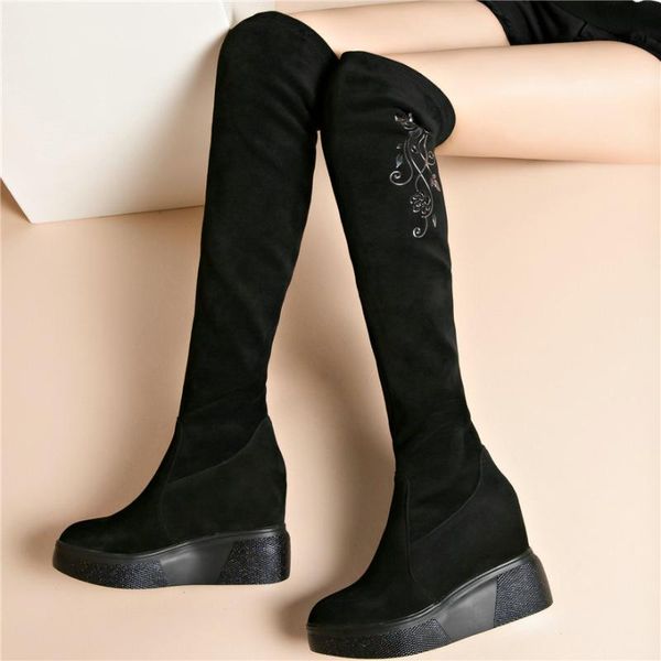 boots fashion sneakers women genuine leather wedges high heel over the knee female pull on pointed toe platform pumps shoes, Black
boots fashion sneakers women genuine leather wedges high heel over the knee female pull on pointed toe platform pumps shoes, Black