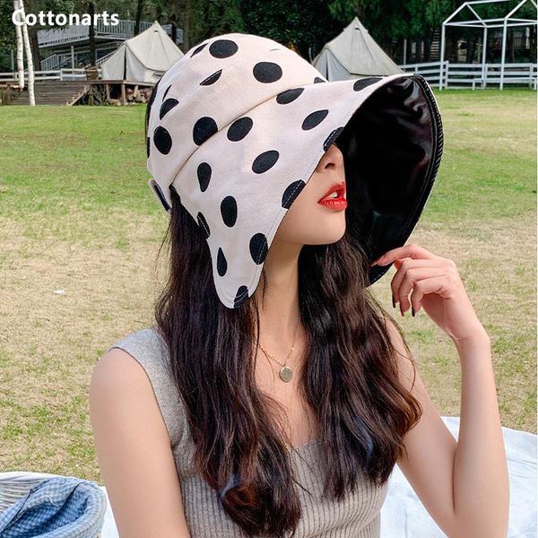 wide brim hats women polka dot sun hat summer uv protection fisherman fashionable big foldable beach cap traveling wild empty top, Blue;gray
wide brim hats women polka dot sun hat summer uv protection fisherman fashionable big foldable beach cap traveling wild empty top, Blue;gray