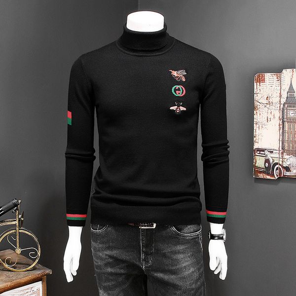boutique sweater winter boys' fashion embroidery high collar slim boy's knitting bottom coat, White;black
boutique sweater winter boys' fashion embroidery high collar slim boy's knitting bottom coat, White;black