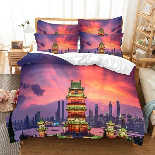 bedding sets 3d tower set duvet cover bed cotton bedroom