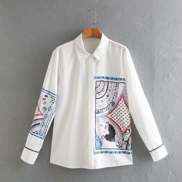 women's blouses & shirts fashion simple loose lapel casual digital printing shirt size xs-l ht5y, White
women's blouses & shirts fashion simple loose lapel casual digital printing shirt size xs-l ht5y, White