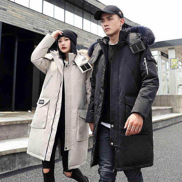 -30 degree couple winter white duck et long keep warm thicken coat men fashion hooded fur collar windbreaker down parka, Black;white
-30 degree couple winter white duck et long keep warm thicken coat men fashion hooded fur collar windbreaker down parka, Black;white
