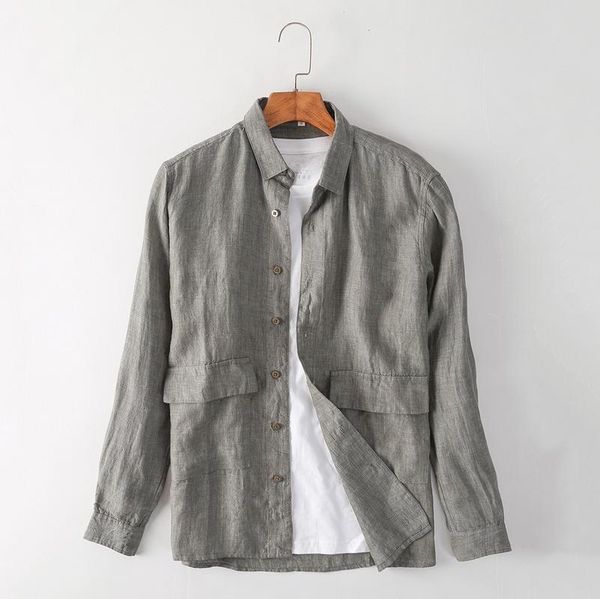 men's casual shirts selling product in 2021 fall linen simple plus size camisas para hombre clothing, White;black
men's casual shirts selling product in 2021 fall linen simple plus size camisas para hombre clothing, White;black