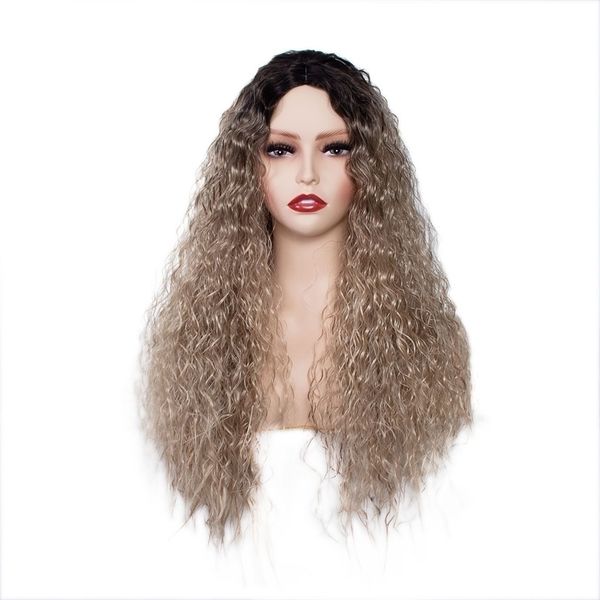 long curly hair wig gradually changing color corn perm chemical fiber wig headgear xuchang, Black
long curly hair wig gradually changing color corn perm chemical fiber wig headgear xuchang, Black