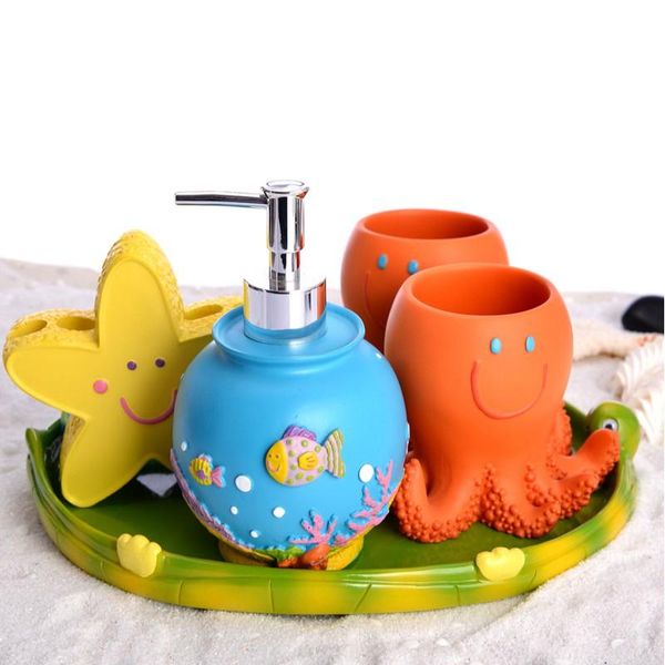 bath accessory set cartoon sea style resin soap dish dispenser toothbrush holder cup bathroom accessories children baby kids gift 5pcs/set
bath accessory set cartoon sea style resin soap dish dispenser toothbrush holder cup bathroom accessories children baby kids gift 5pcs/set