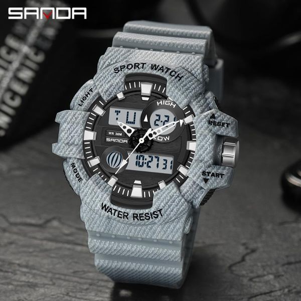 wristwatches sanda brand denim watch men's luxury sports digital led light shockproof anti-drop electronic clock, Slivery;brown
wristwatches sanda brand denim watch men's luxury sports digital led light shockproof anti-drop electronic clock, Slivery;brown