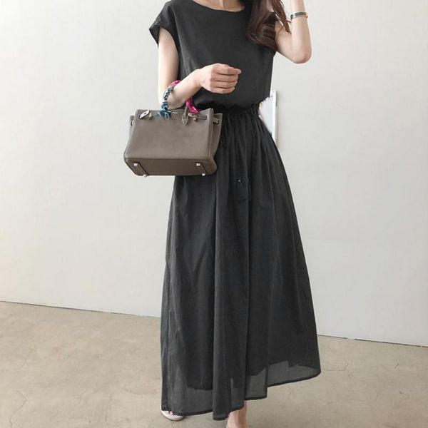 casual dresses women's summer sundress beach dress women solid color tassel drawstring short sleeve maxi vestidos female robe 2021, Black;gray
casual dresses women's summer sundress beach dress women solid color tassel drawstring short sleeve maxi vestidos female robe 2021, Black;gray