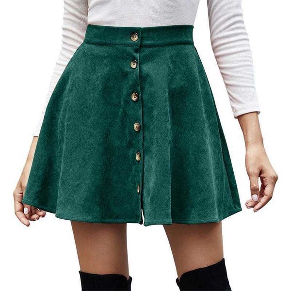 autumn single-breasted a-line skirt for women fashion corduroy high waist elegant temperament office lady casual mini skirt 210608, Black
autumn single-breasted a-line skirt for women fashion corduroy high waist elegant temperament office lady casual mini skirt 210608, Black