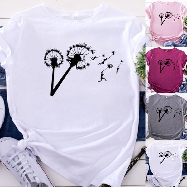 women's t-shirt plus size s-3xl dandelion flying people print tshirt women cotton o neck short sleeve summer tee casual shirts, White
women's t-shirt plus size s-3xl dandelion flying people print tshirt women cotton o neck short sleeve summer tee casual shirts, White