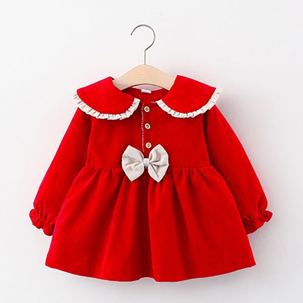 girl's dresses baby girl dress autumn winter long sleeve solid color doll collar corduroy ruffled bowknot princess dress 1023, Red;yellow
girl's dresses baby girl dress autumn winter long sleeve solid color doll collar corduroy ruffled bowknot princess dress 1023, Red;yellow