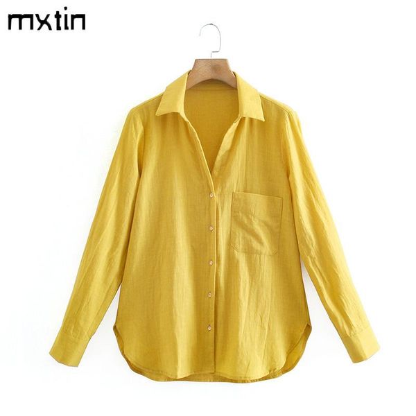 women's blouses & shirts mxtin 2021 women spring vintage solid yellow fashion turn-down collar long sleeve female blusas casual, White
women's blouses & shirts mxtin 2021 women spring vintage solid yellow fashion turn-down collar long sleeve female blusas casual, White