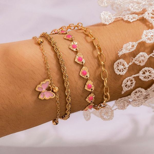 charm bracelets 4 pcs/set cute enamel butterfly set for women multiple stackable wrap braclets girls love heart bracelet gifts, Golden;silver
charm bracelets 4 pcs/set cute enamel butterfly set for women multiple stackable wrap braclets girls love heart bracelet gifts, Golden;silver