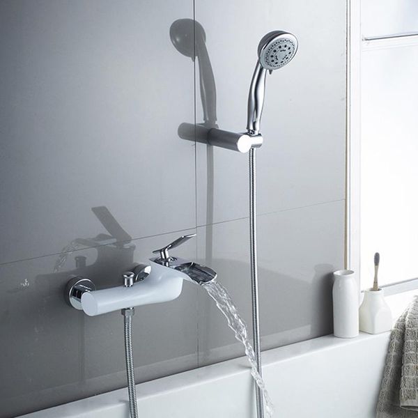bathtub faucets white & chrome finish bath shower set mixer tap dual contral wall mounted for bathroom sets
bathtub faucets white & chrome finish bath shower set mixer tap dual contral wall mounted for bathroom sets