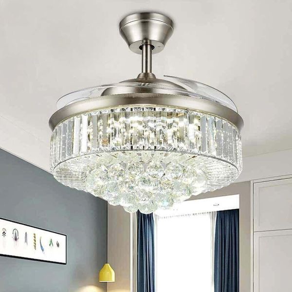 electric fans 42-inch luxury crystal, ceiling fan light with retractable blades, controlled by remote control (silver)
electric fans 42-inch luxury crystal, ceiling fan light with retractable blades, controlled by remote control (silver)