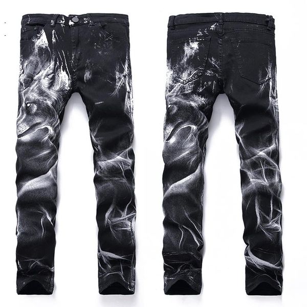 retro pants lion pattern denim jeans classic personality design trousers large size men's patchwork, Blue
retro pants lion pattern denim jeans classic personality design trousers large size men's patchwork, Blue