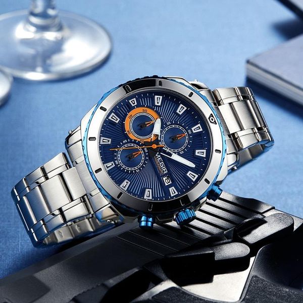 wristwatches megir men's watches sports multi-function steel belt watch business quartz clock date hour needle reloj hombre, Slivery;brown
wristwatches megir men's watches sports multi-function steel belt watch business quartz clock date hour needle reloj hombre, Slivery;brown