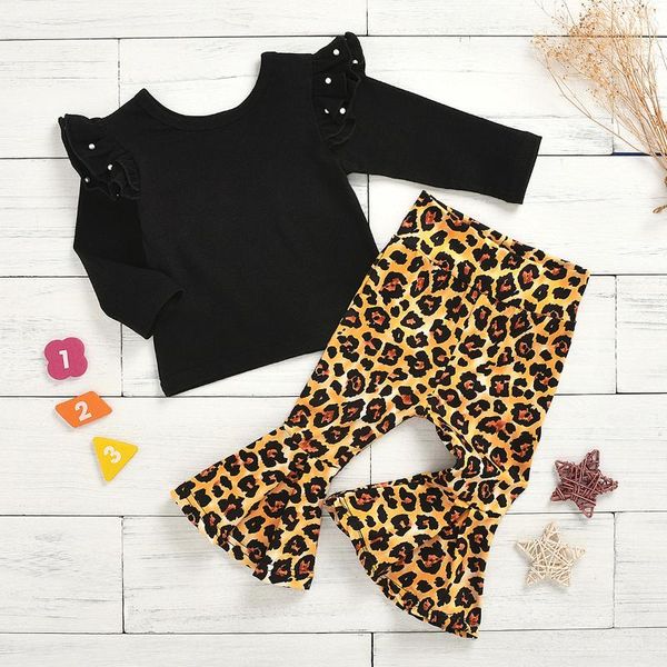 6m-4t toddler girl clothes set baby girls outfit ruffle black long sleeve + leopard flares pants clothing sets, White
6m-4t toddler girl clothes set baby girls outfit ruffle black long sleeve + leopard flares pants clothing sets, White