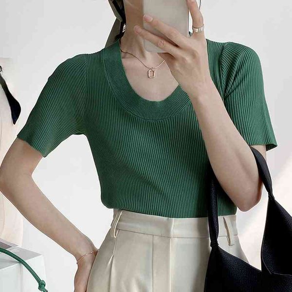 simple o-neck all match solid woman knit tshirts casual slim tees ropa mujer summer short sleeve women knitted 210514, White
simple o-neck all match solid woman knit tshirts casual slim tees ropa mujer summer short sleeve women knitted 210514, White