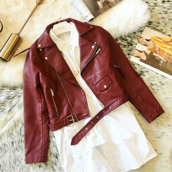 women red faux leather jacket fall streetwear long sleeve with blet zipper coats ladies rivet biker motorcycle 210525, Black
women red faux leather jacket fall streetwear long sleeve with blet zipper coats ladies rivet biker motorcycle 210525, Black