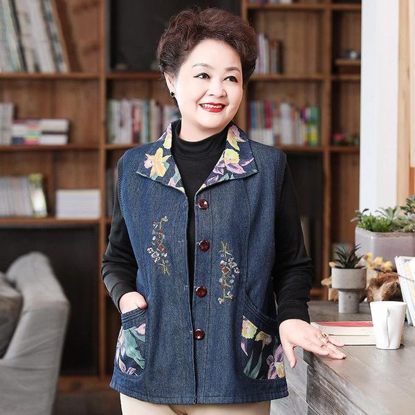 women's vests plus size vest jacket autumn mother clothing denim waistcoat lady embroidery print single-breasted sleeveless jackets aq9, Black;white
women's vests plus size vest jacket autumn mother clothing denim waistcoat lady embroidery print single-breasted sleeveless jackets aq9, Black;white