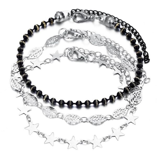anklets 3 pcs/set foot chain star leaf beads silver color alloy footchain ankle bracelets on leg for women jewelry, Red;blue
anklets 3 pcs/set foot chain star leaf beads silver color alloy footchain ankle bracelets on leg for women jewelry, Red;blue