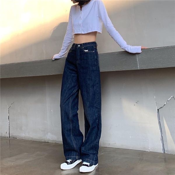 women's jeans han edition loose spot - make firm offers wind wide-legged tall waist trousers port, Blue
women's jeans han edition loose spot - make firm offers wind wide-legged tall waist trousers port, Blue