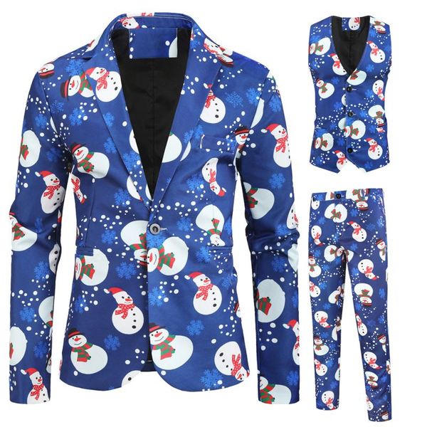 men's suits & blazers 3pcs blazer suit set ugly snowman print single button lapel collar long sleeve slim fit blue jacket pants man ves, White;black
men's suits & blazers 3pcs blazer suit set ugly snowman print single button lapel collar long sleeve slim fit blue jacket pants man ves, White;black