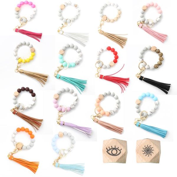 silicone keychain for keys tassel wood beads bracelet keyring women accessories multicolor wholesale 2021 bangle, Black
silicone keychain for keys tassel wood beads bracelet keyring women accessories multicolor wholesale 2021 bangle, Black