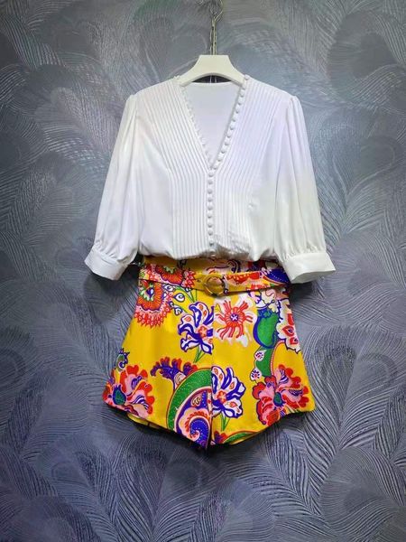 two piece dress australian spring puff sleeve single-breasted three-quarter sleeve shirt + printed shorts ij7u, White
two piece dress australian spring puff sleeve single-breasted three-quarter sleeve shirt + printed shorts ij7u, White