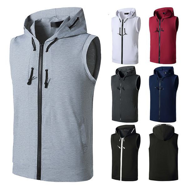 male hooded shirt no muscle sleeves tailored cardigan hoodies youth vest with hoodie, White;black
male hooded shirt no muscle sleeves tailored cardigan hoodies youth vest with hoodie, White;black