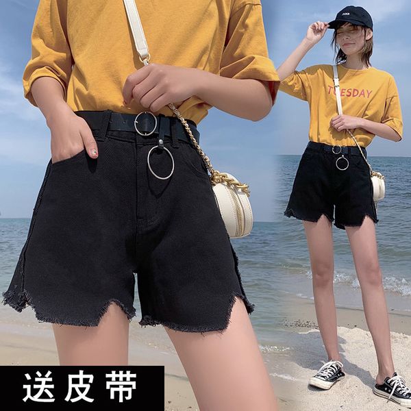 women's shorts mm 200 kg large denim high waist new summer korean loose wide leg slim student pants, White;black
women's shorts mm 200 kg large denim high waist new summer korean loose wide leg slim student pants, White;black