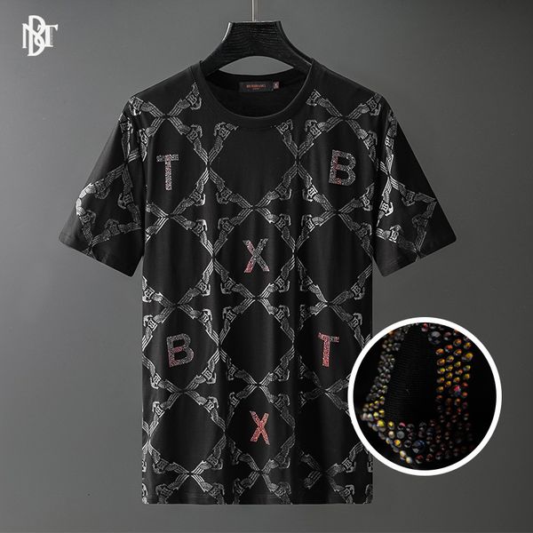 t shirt summer fashion men's short sleeve light luxury heavy industry printing diamond letters personalized round neck slim, White;black
t shirt summer fashion men's short sleeve light luxury heavy industry printing diamond letters personalized round neck slim, White;black