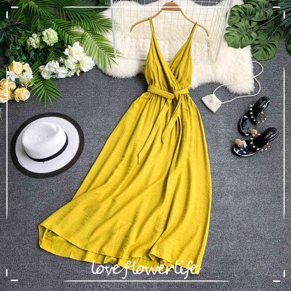 summer a line spaghetti strap dress solid v-neck sleeveless tie up high waist lady party dress 210521, Black;gray
summer a line spaghetti strap dress solid v-neck sleeveless tie up high waist lady party dress 210521, Black;gray