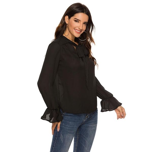 women's t-shirt 2021 fashion female chiffon shirt lady casual solid bow loose v-neck women long-sleeved shirts, White
women's t-shirt 2021 fashion female chiffon shirt lady casual solid bow loose v-neck women long-sleeved shirts, White