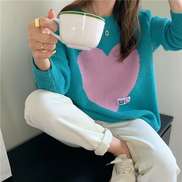 women's sweaters heart sweater women o-neck full sleeve korean sweet pullovers 2022 spring autumn loose elegant knitwear female cx2435, White;black
women's sweaters heart sweater women o-neck full sleeve korean sweet pullovers 2022 spring autumn loose elegant knitwear female cx2435, White;black