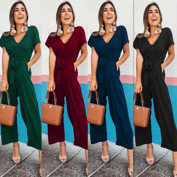 fashion chiffon pocket women jumpsuit short sleeve v neck summer casual loose solid with sashes female jumpsuits, Black;white
fashion chiffon pocket women jumpsuit short sleeve v neck summer casual loose solid with sashes female jumpsuits, Black;white