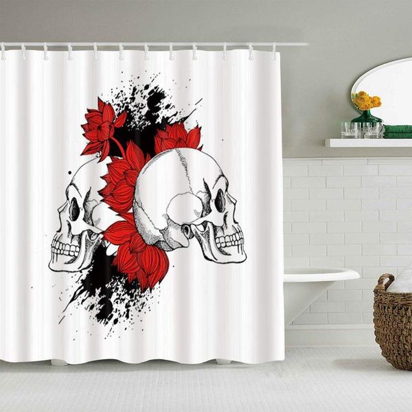 shower curtain skull flowers waterproof bath curtains hooks included -bathroom decorative ideas polyester fabric accessories