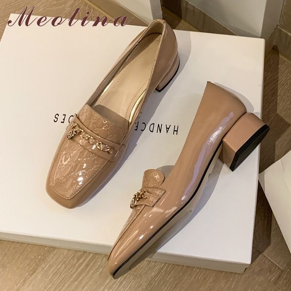 meotina pumps women genuine leather mid heel loafers shoes metal decoration fashion square toe shoes thick heels footwear 42 43 210520, Black
meotina pumps women genuine leather mid heel loafers shoes metal decoration fashion square toe shoes thick heels footwear 42 43 210520, Black