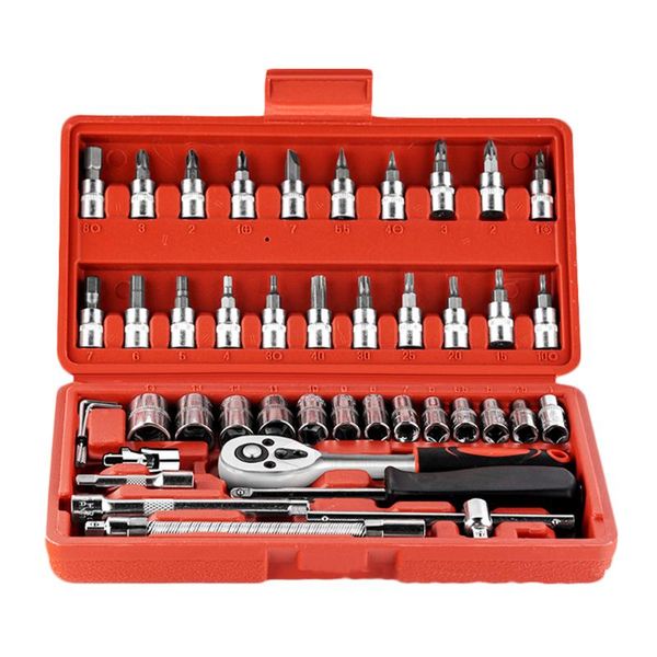 professional hand tool sets 46 in 1 socket wrench set car repair high carbon steel torque ratchet sleeves s2 alloy screwdriver kit with box
professional hand tool sets 46 in 1 socket wrench set car repair high carbon steel torque ratchet sleeves s2 alloy screwdriver kit with box