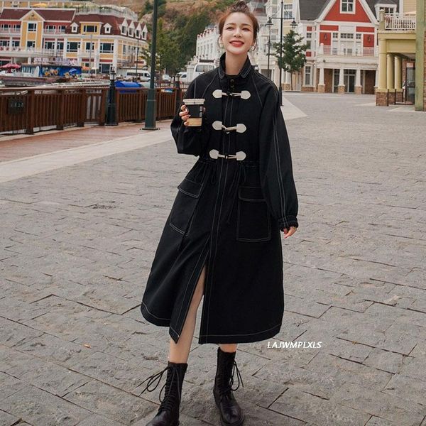 women's trench coats vintage 2021 spring autumn fashion horn button double stand collar coat high end england style clothes, Tan;black
women's trench coats vintage 2021 spring autumn fashion horn button double stand collar coat high end england style clothes, Tan;black
